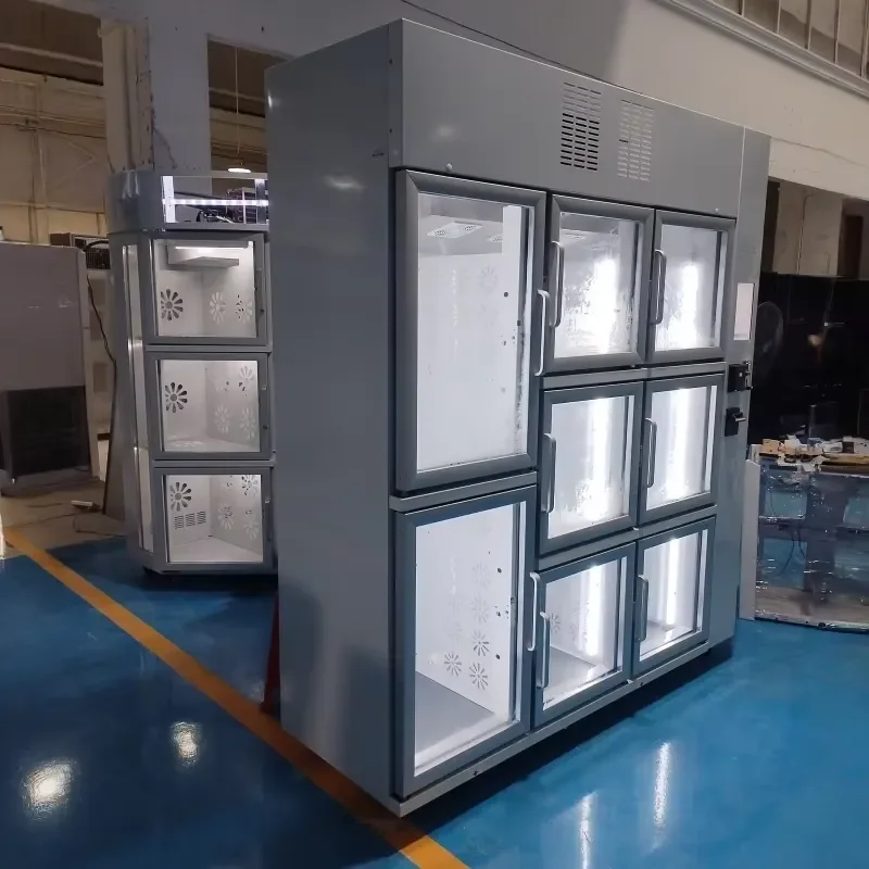 24 7 Self Service Flower Vending Machine Refrigerated Cabinet with Card Swipe and Mobile Wallet Support for Campus