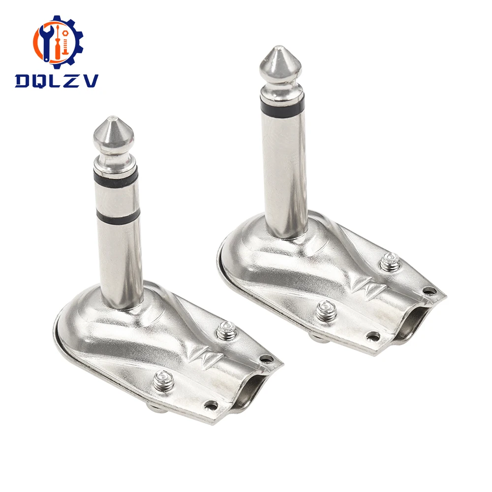 Connecteur d'amplificateur de téléphone pour guitare, Angle droit en métal 6.35 90 degrés 2/3 pôles, prise Jack Mono/stéréo 6.35mm