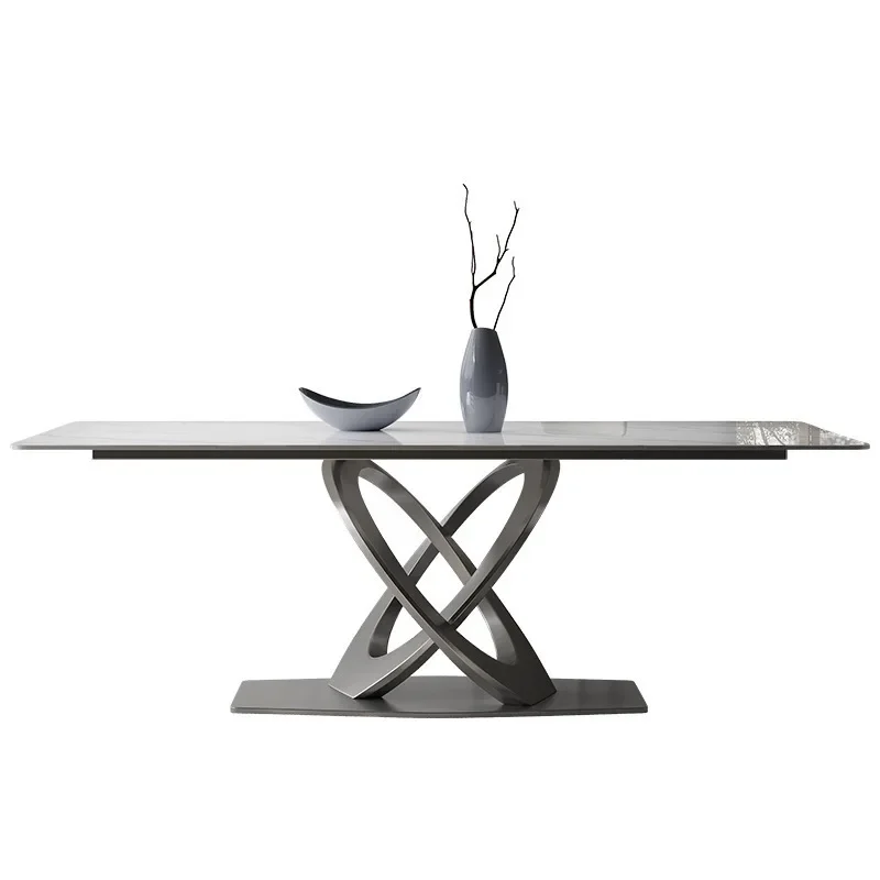 

Italian minimalist rock slab dining table modern light luxury high-end white bright surface household small apartment