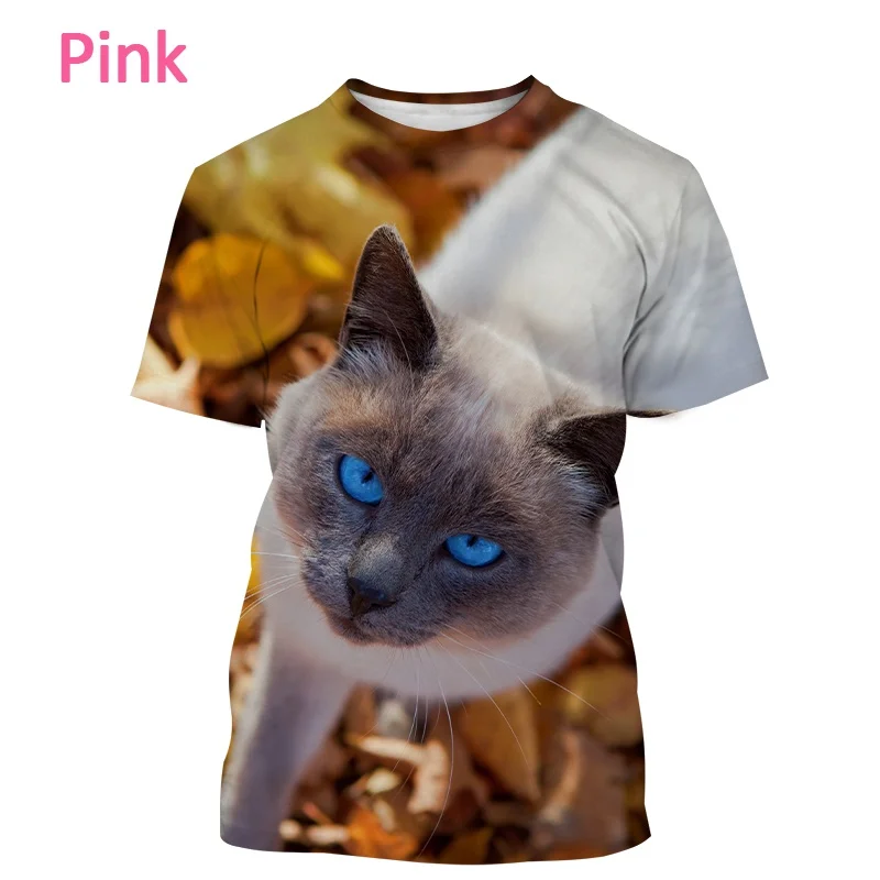 Woman Men Casual Fashion Short-sleeved Streetwear T Shirt Cute Pet Harajuku Top Siamese Cat Animal Print T Shirt New