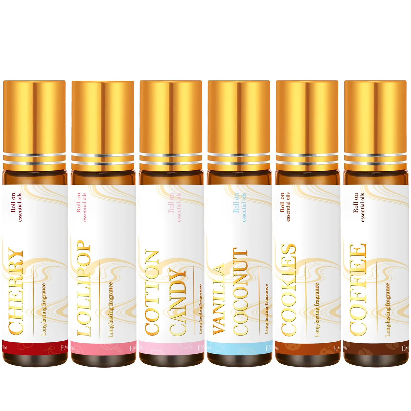 

6PC/3PC 10ml Roller Essential Oils Chocolate Musk Lollipop Vanilla Coconut Cookies Lavender Cotton Candy Raspberry Cherry Gitfs