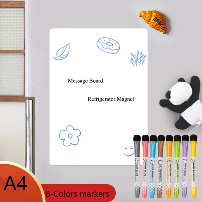 A4 Rounded Magnetic Whiteboard Reusable Refrigerator Sticker Dry Wipe Mark Graffiti,Write Memo,Message Board,Announcement Board