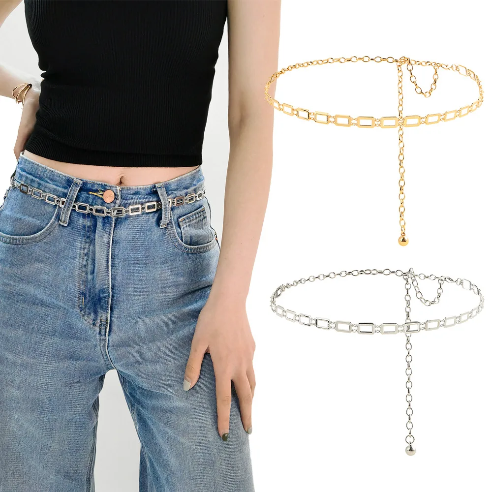 

Металлическая цепочка для тела, поясной ремень, женская декоративная цепочка для юбок, джинсов, прямоугольная цепочка Faion Accory, осенний сезон