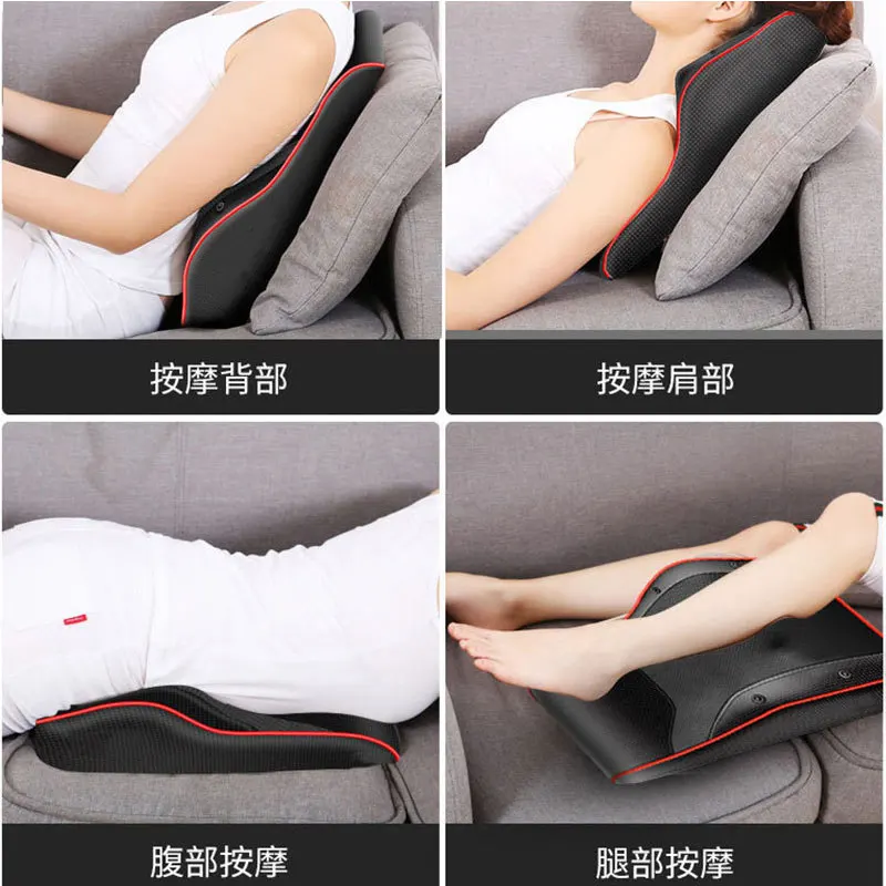 Electric Cervical Ttraction Body Massager Car Back Pillow with Heating Vibrating Massage Device