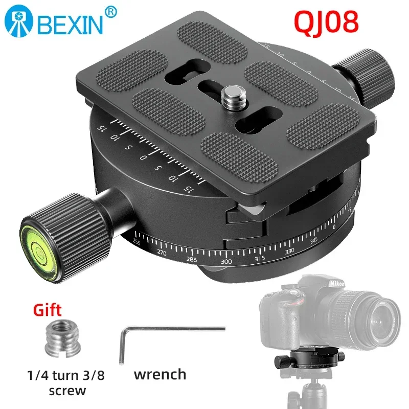 QJ-Series 360° Rotate Panoramic Shooting Camera Clamp Quick Release Clamp Camera Mount Clip Arca Swiss Tripod Plate Adapter