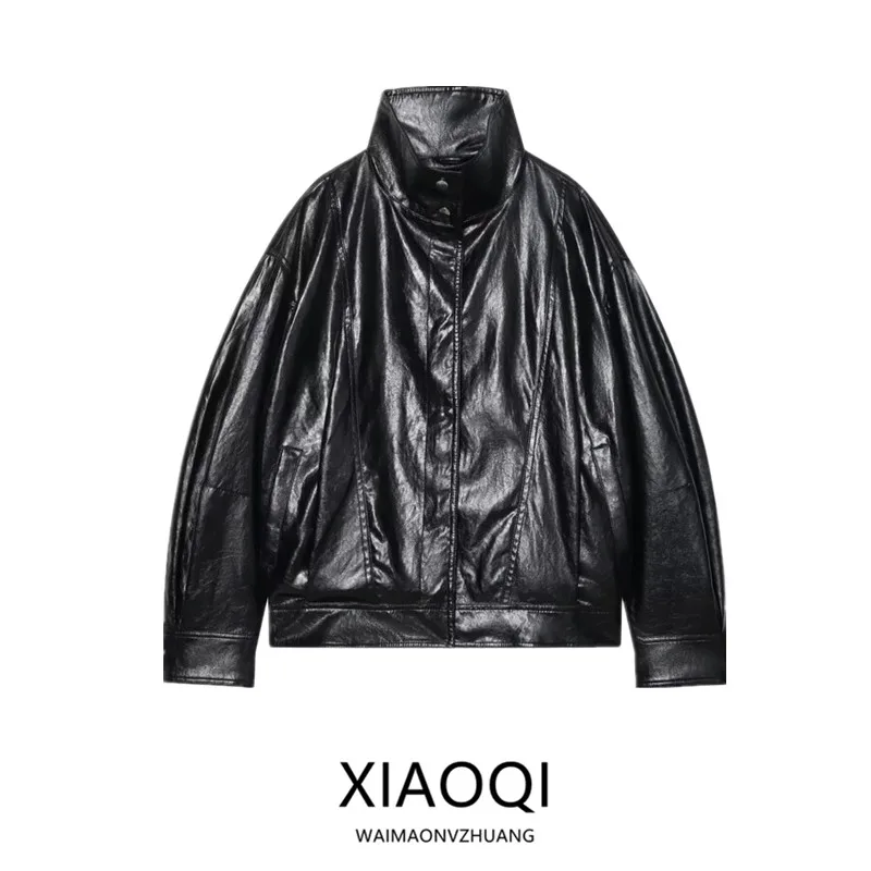 

Fall 2025 Women's Faion Loose High Collar Pilot Jaet Outerwear Versatile New Arrival Commute Sle Long Sve Coat