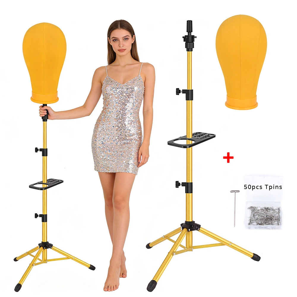 Wig Stand With Wig Head Stand With Tray 22 Inches Mannequin Head With  Height Adjustable Metal Tripod Wig Stand For Wigs Making