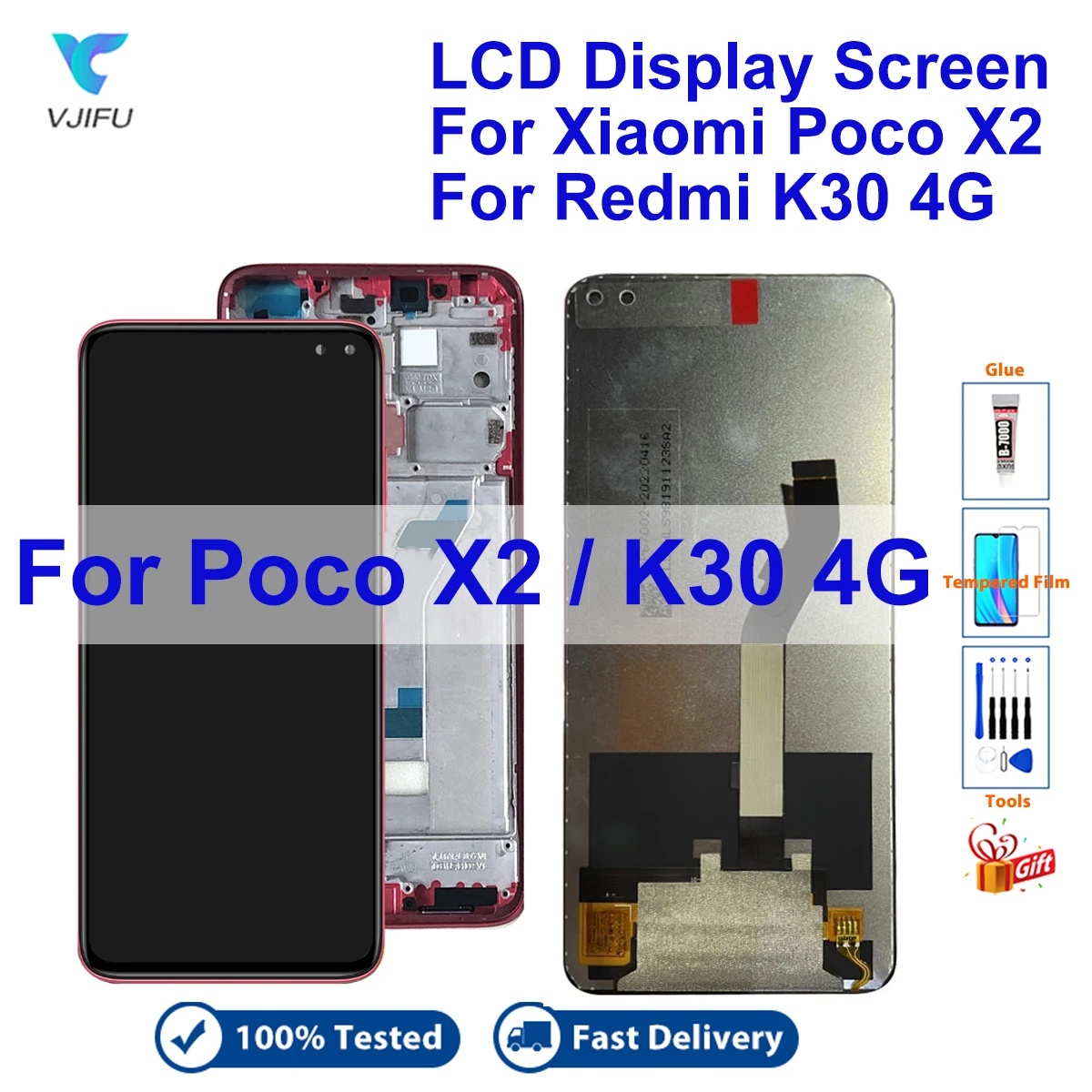 6.67 inch Panel For Redmi K30 LCD Display Touch Screen For Xiaomi POCO X2 M1912G7BE M1912G7BC Digitizer Assembly Replacement