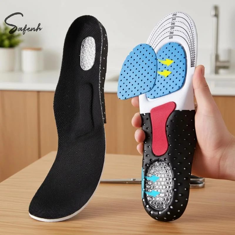 2Pcs Memory Foam Cushion Gel Insoles Cuttable Orthotic Insoles Silicone Arch Support Inserts Soft Running Insoles For Men&Women