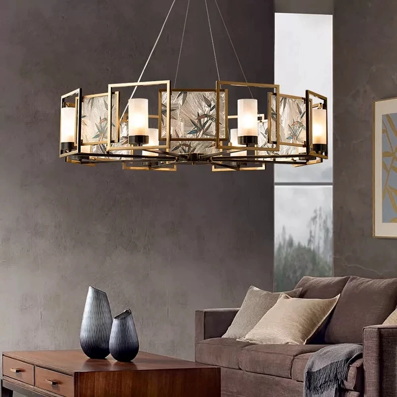 New Chinese style enamel modern minimalist dining room bedroom all copper living room creative pendant light