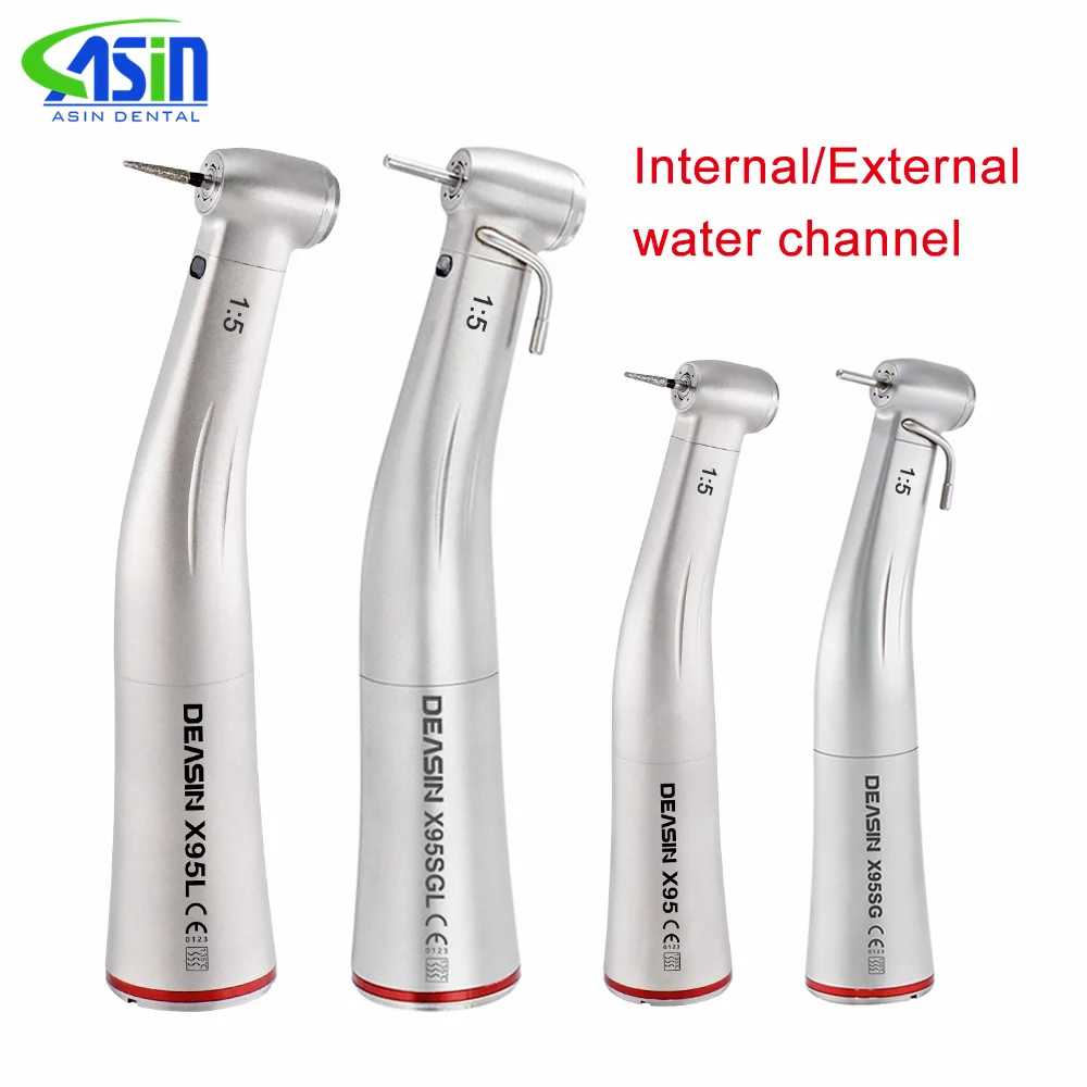 Dental 1:5 Fiber Optic Handpiece Increasing Contra Angle Internal Water Spray Low Speed Surgical Handpiece For Lab Dentist