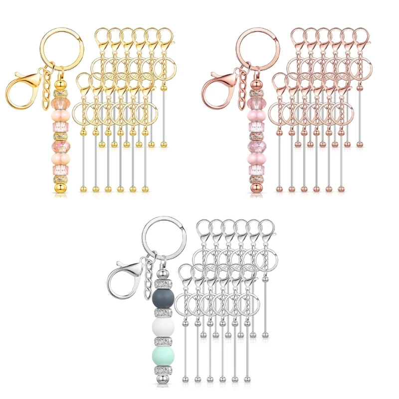 24Pcs Handmade Beaded Keychain Attachments Delicate Bead Keyrings Decoration 40GB