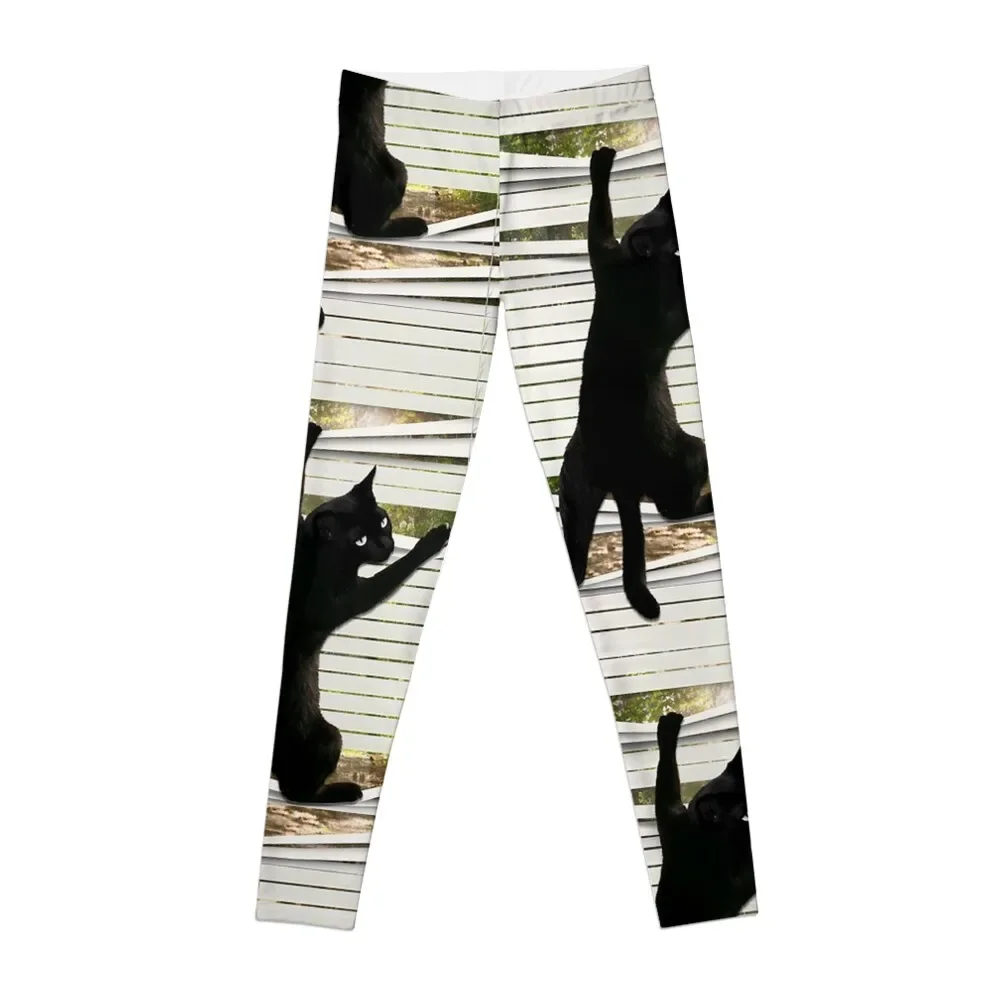 

Black Cat Climbing Out Window funny gift for cat lover Leggings sports tennis for sports woman gym Womens Leggings