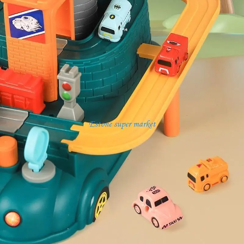 

090B Cartoon Puzzle Playset Push and Go Early Educational Vehicles Inertia Toy