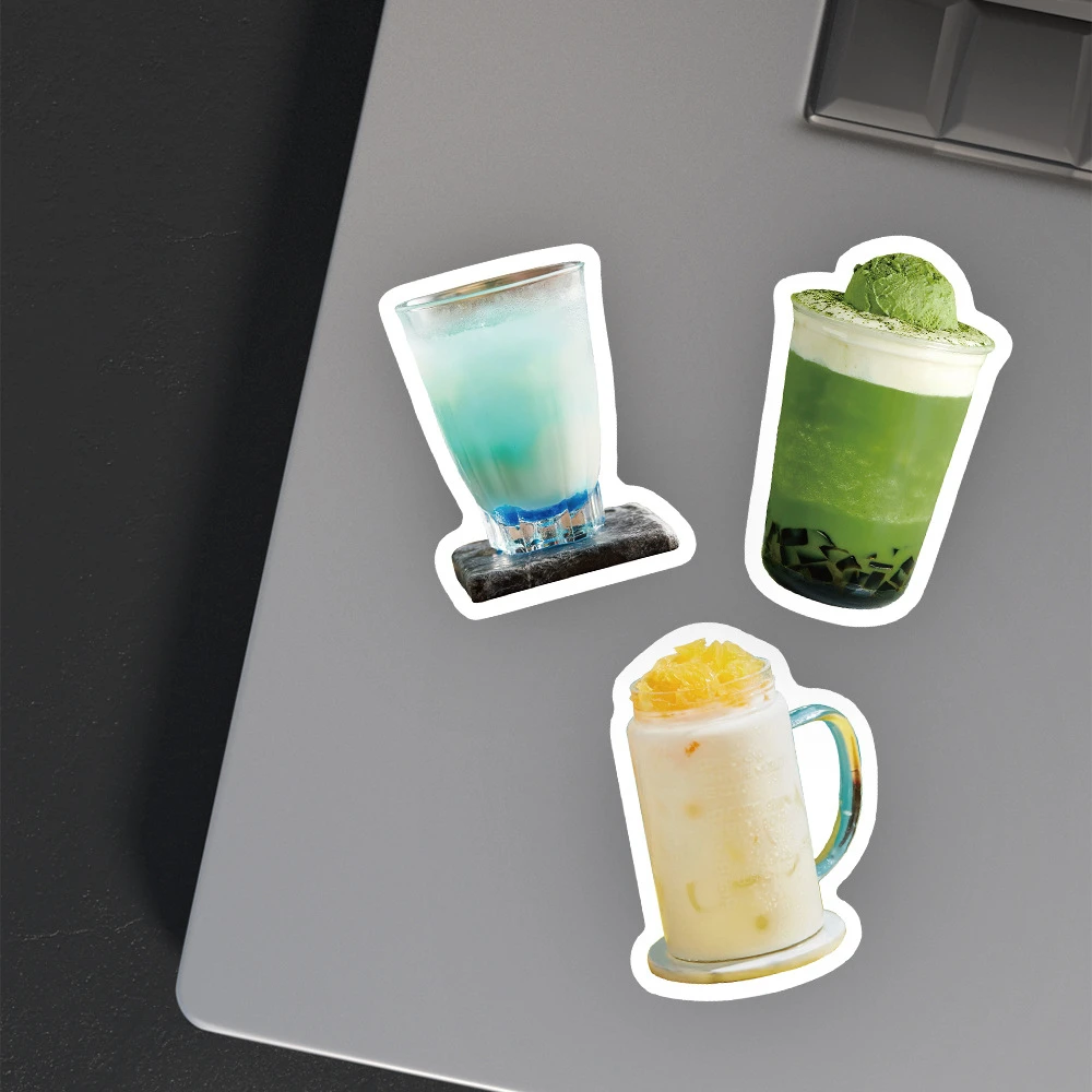 90Pcs Kawaii Pearl Milk Tea Ice Cream Stickers Boba Bubble Teas Waterproof Decals Sticker To DIY BulingBulingStickers Store