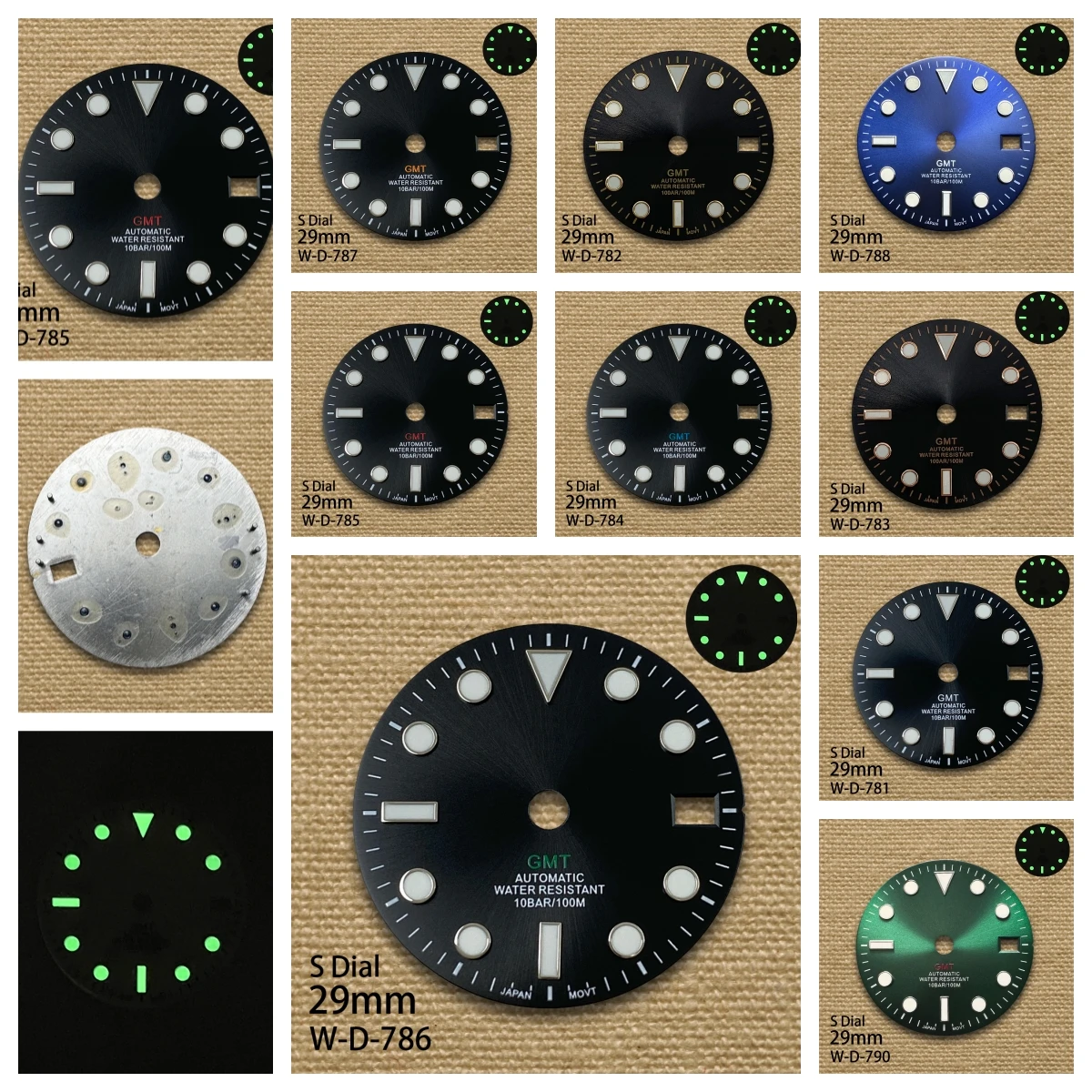 

High quality 29mm GMT S Logo Japanese Dial Suitable For NH34 Movement Green Luminous Watch Modification Accessories