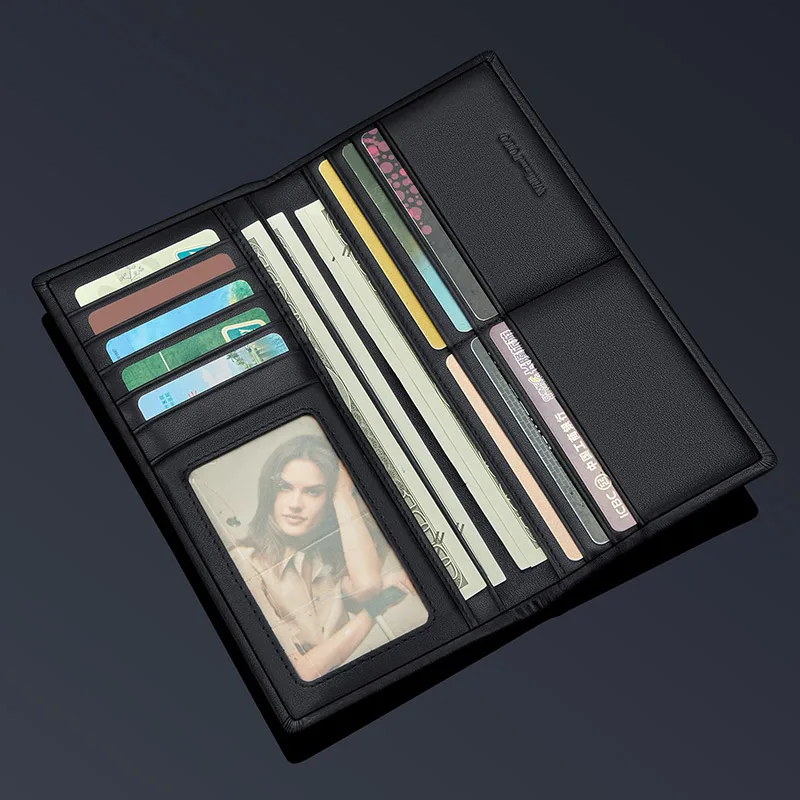 WILLIAMPOLO Original Brand 100% Leather Wallet Men Famous Long Knitting Pattern Wallet Men Luxury Brand Wallets #118