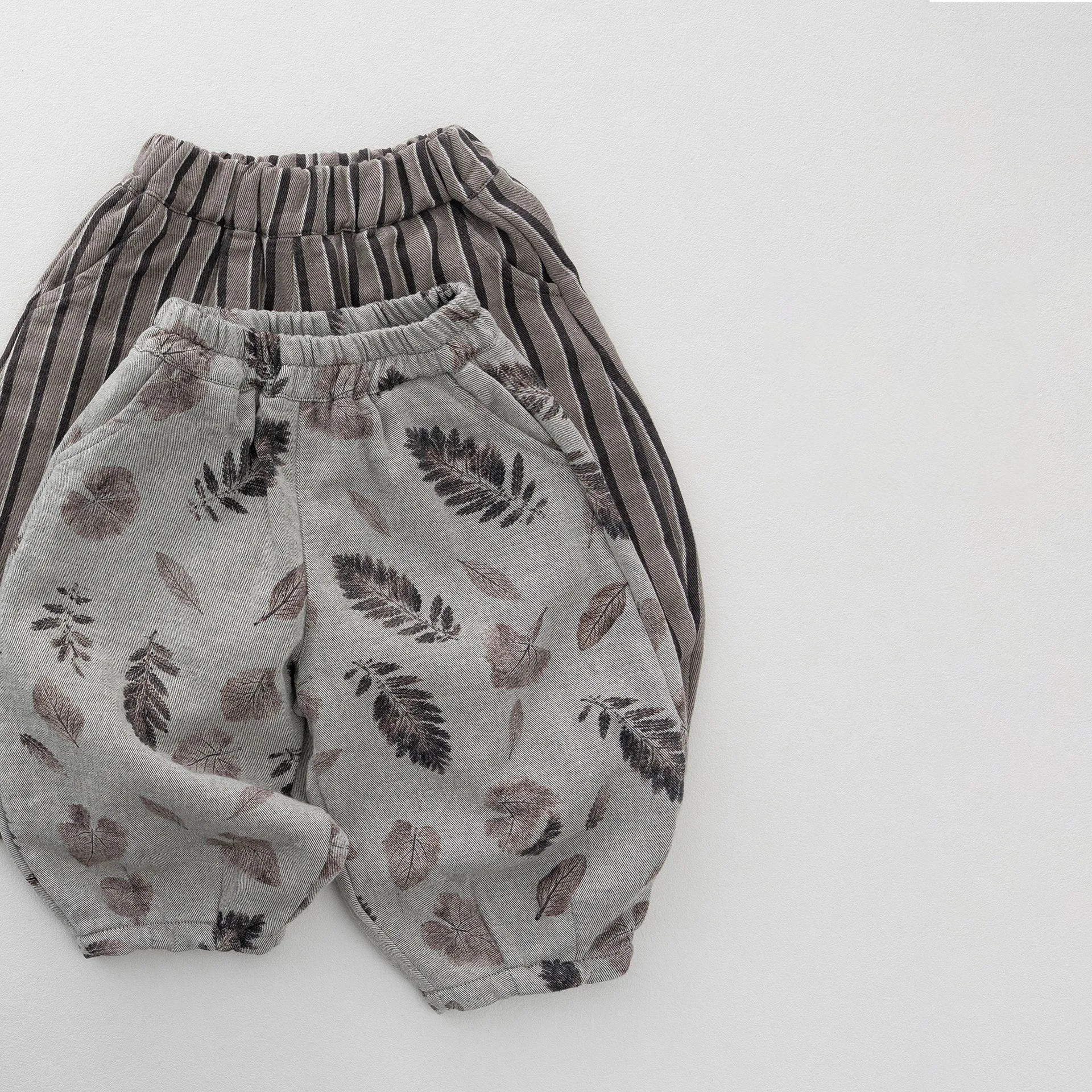 2026 Autumn Kids Pants Forest Style Boys Harem Pants Loose Style Girls Harem Trousers Stripe Lantern Pants