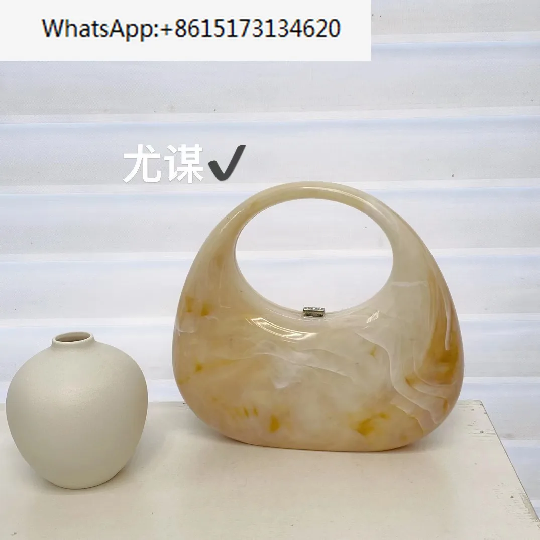 

Banquet marble acrylic goose egg shell box bag shiny ineffective banquet hand holding crossbody bag