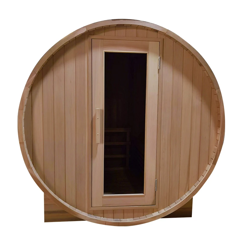 Red Cedar Outdoor Barrel Steam Traditional Sauna Room European Design Deluxe Comfortable Sauna Room Sauna