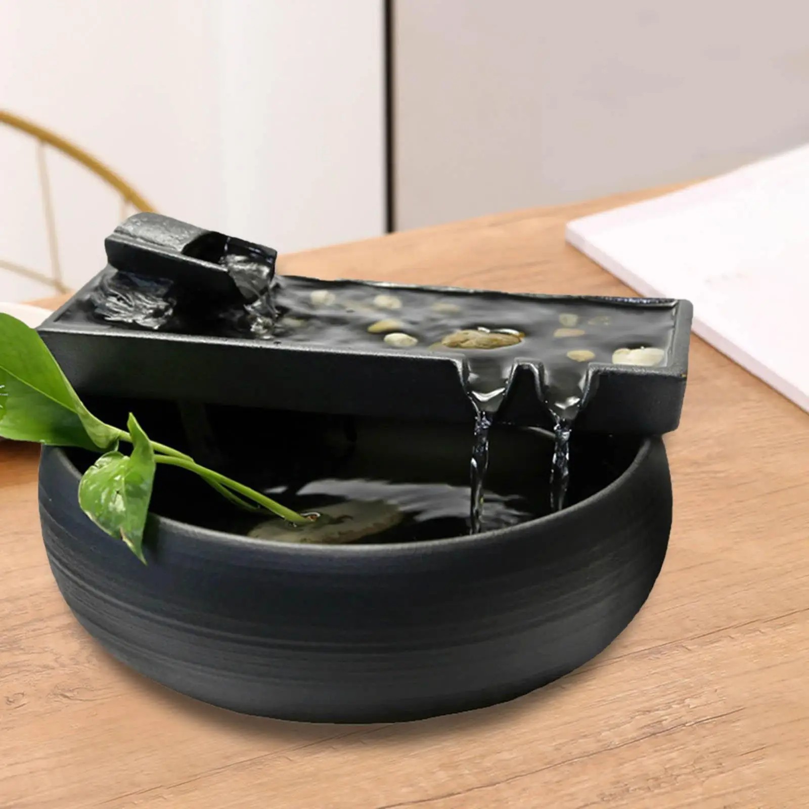 Tabletop Fountain Indoor Waterfall Vase Water Feature USB Powered