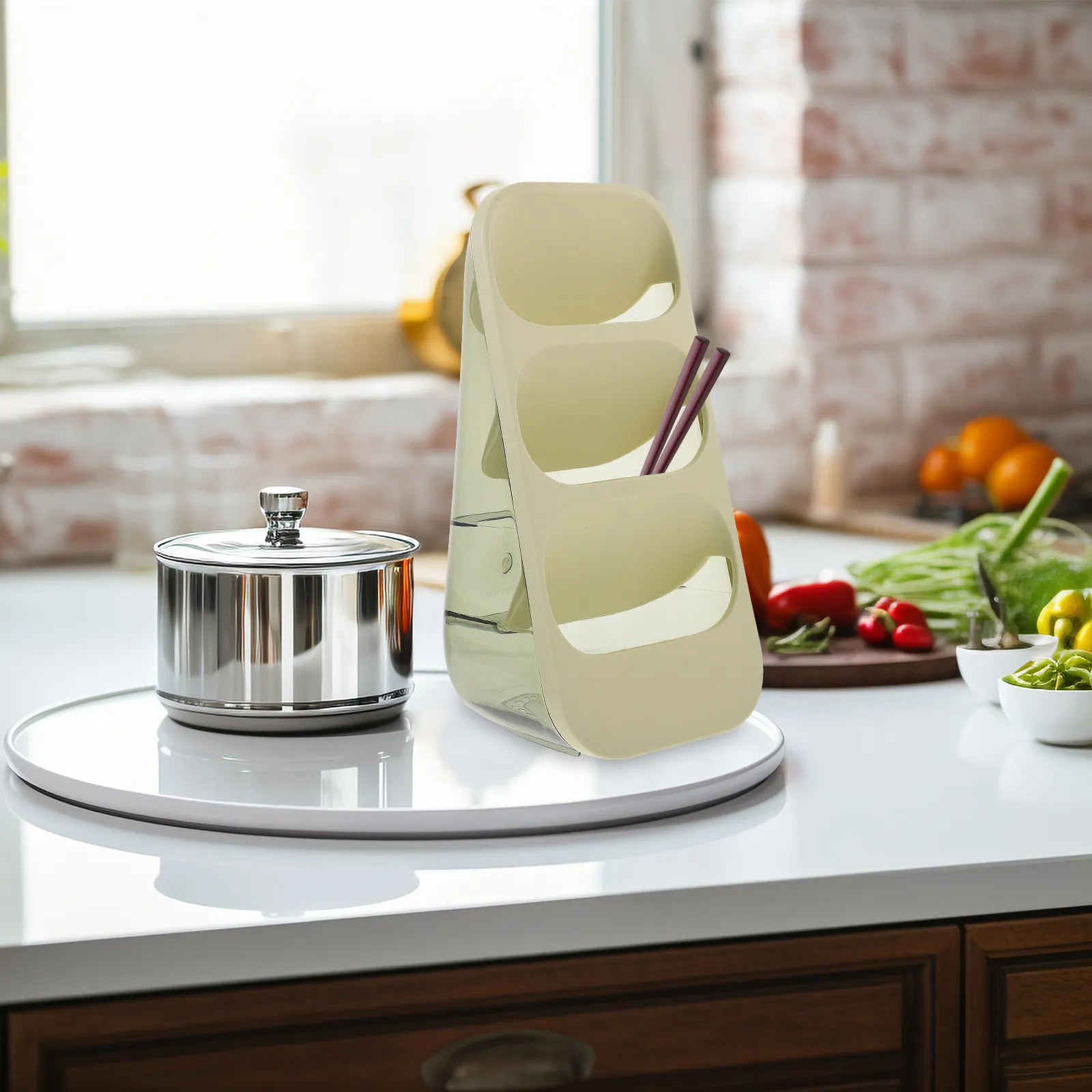 Compact Desktop Chopstick Holder Multi-Tier Kitchen Utensil Organizer Convenient Cutlery Draining Rack Utensil Holder