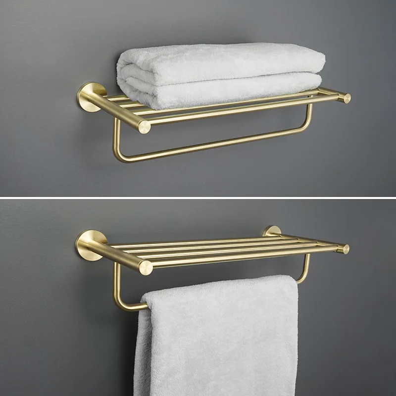 Brushed Gold Bathroom Accessories Set - Toilet Brush Holder Paper Holder Towel Ring Bar Shelf Clothes Hook Soap Dispenser Cup Ho - view 5
