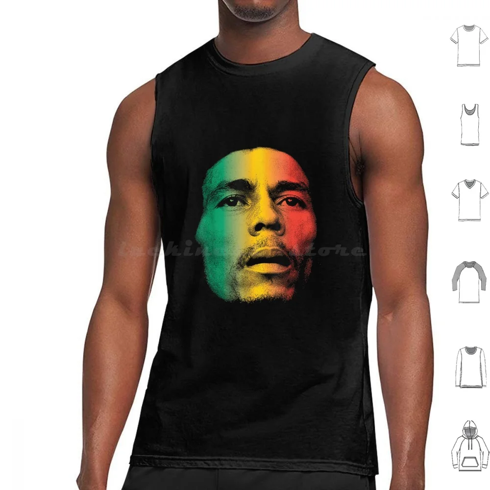 Vintage Face Tank Tops Vest Sleeveless Reggae Rasta Marley Jamaica Bob Music One Love Rastafari Dub