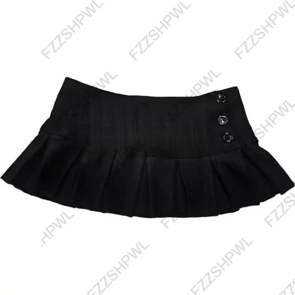 Minifalda gótica punk de cintura baja con pliegues para mujer, falda negra con volantes y hebilla metálica, ropa de calle de verano, estilo estético y dulce, ropa de mujer