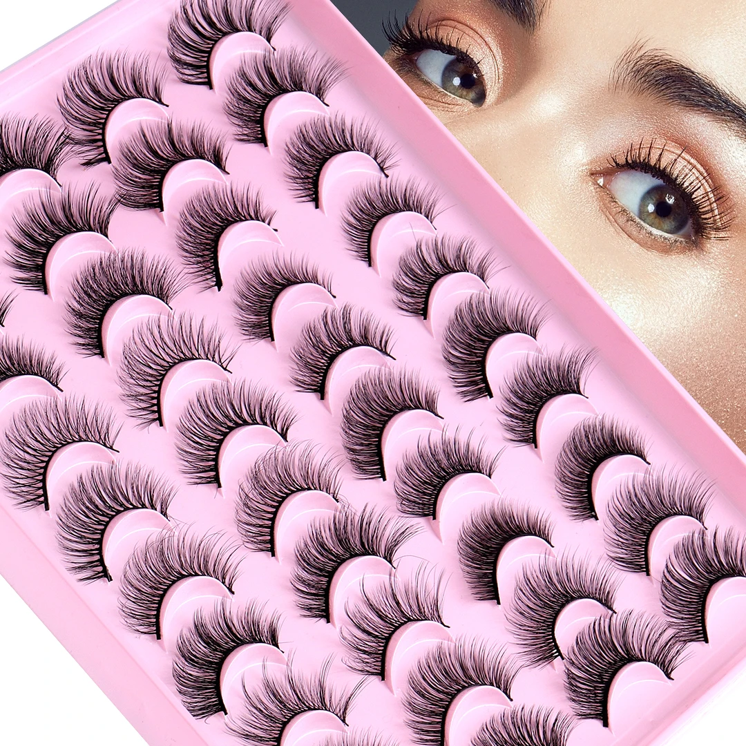 20 คู่ D Curl รัสเซีย Strip Lashes Fluffy Volume ขนตาปลอม Dramatic Messy Fake Lashes