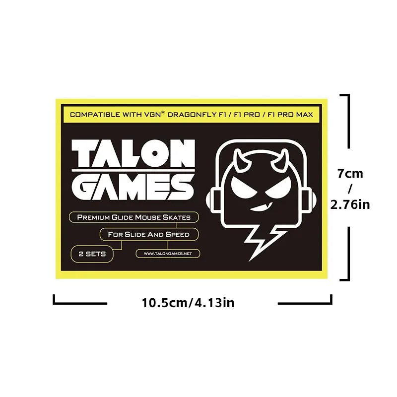 TALONGAMES-Patins de souris gris clair à bord incurvé personnalisé, pour VGN libellule F1 / F1 Pro, 2 ensembles