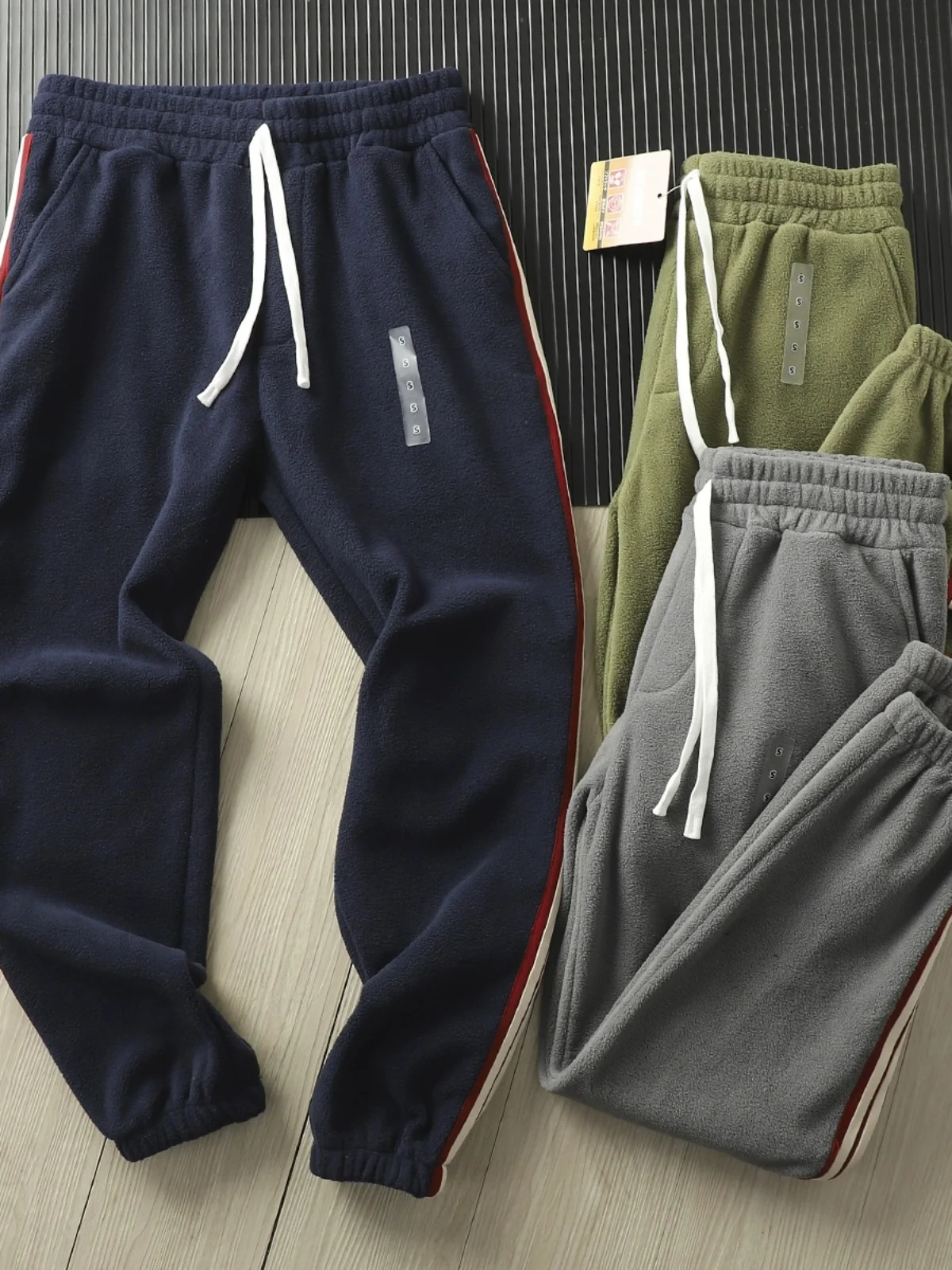 

Двусторонние самонагревающиеся мужские повседневные спортивные штаны с эластичной резинкой на талии, цветной пояс, зимние теплые брюки свободного покроя