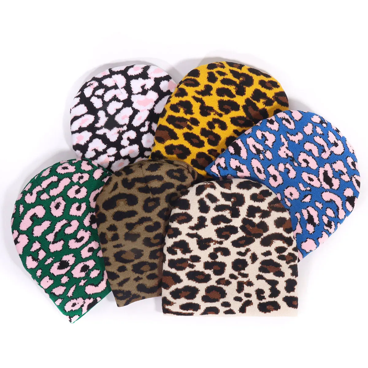 New Leopard Autumn Winter Causal Hip Hop Beanie Tide Korean Version Keep Warm Knitted Hat Adult Cap