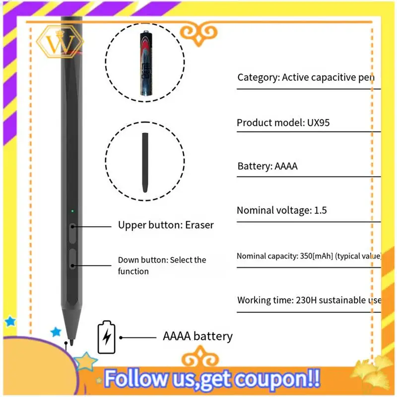 Latest-New USI2.0 Pen 4096 Levels Pressure For Duet 3 5/713/714 Tablet Capacitive Pencil Multifunctional Pen