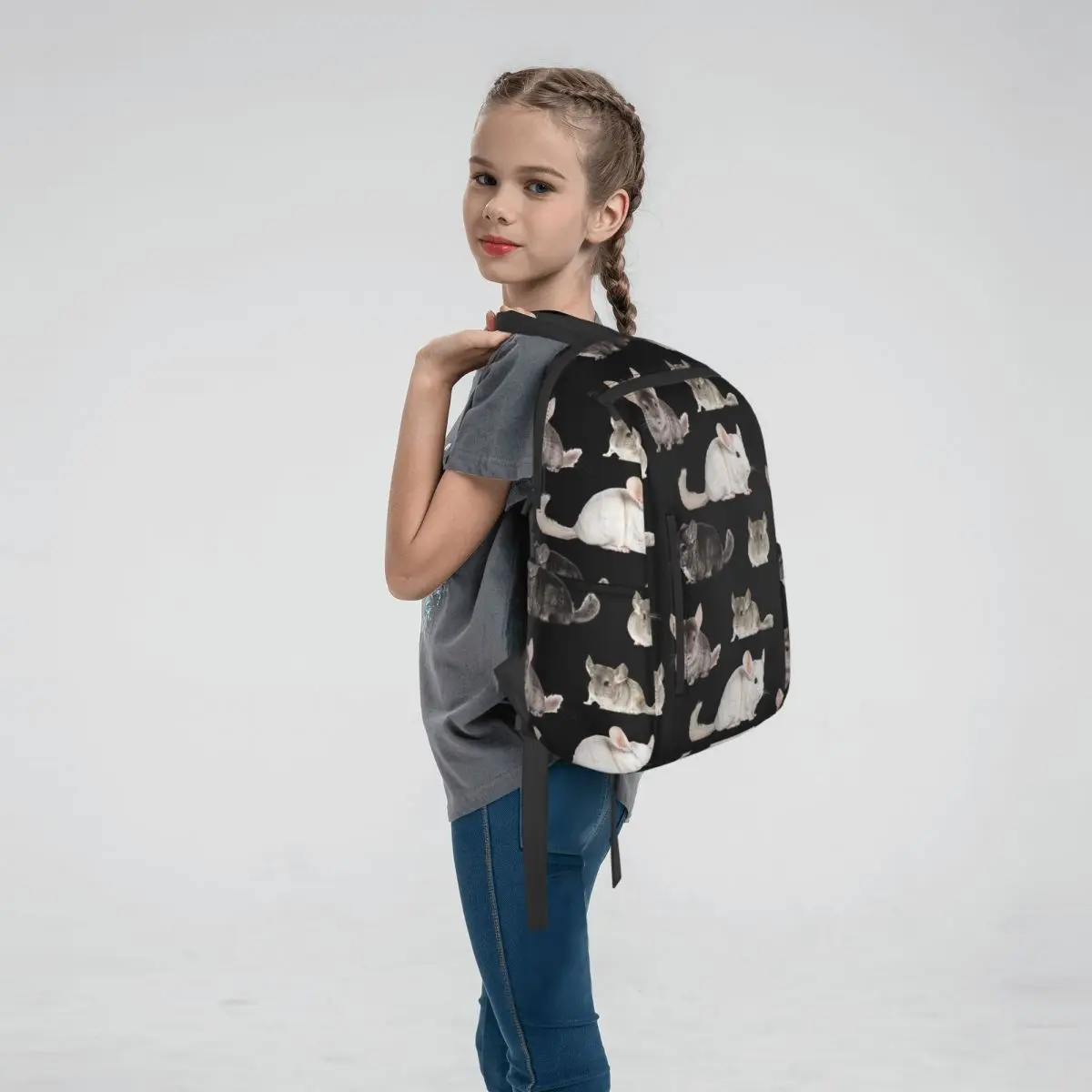 Chinchilla Sticker Pack Backpack Large Capacity Boys Girls BookBag School Bag Shoulder Bags for Men Women