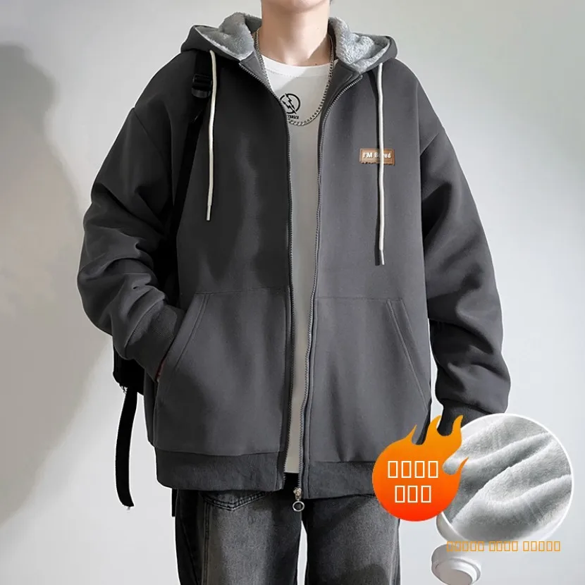 

Мужская зимняя куртка на флисовой подкладке, теплая, свободного кроя, спортивная, повседневная, на молнии, с длинными рукавами, с капюшоном