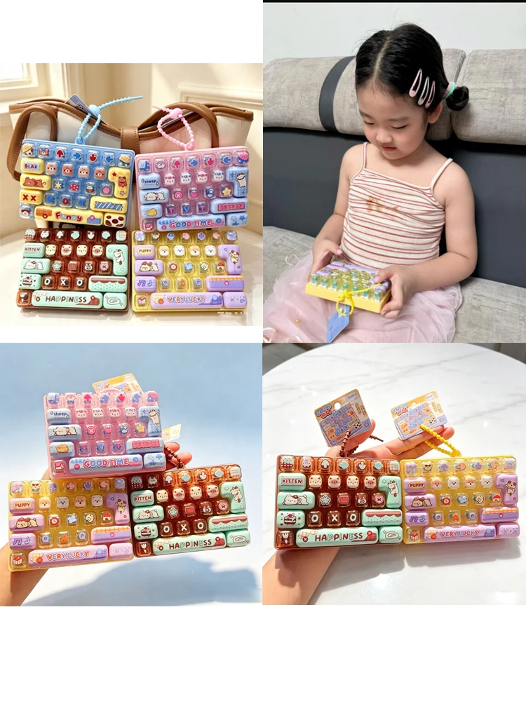 26Grid //Keycap Clicker Anti Stress Fidget Keyboard Keychain Decompression Button Cartoon Hand Relax Party Favor Gift 26구 키캡 키링