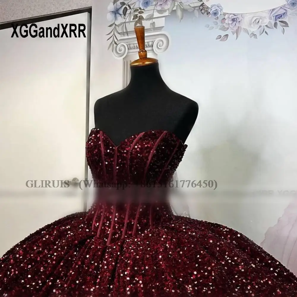 Black Quinceanrea Dresses Sweetheart Sequins Ball Gown Dress Sparkly Sweet 16 Princess Birthday Vestido De 15 Años Customized