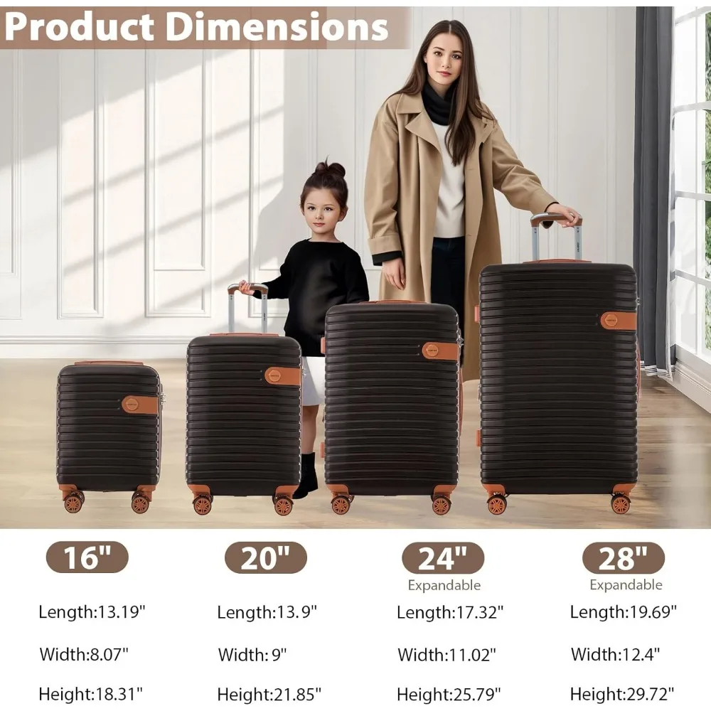 Наборы багажа Merax Hardshell, легкие чемоданы из 4 предметов с колесами, замок TSA, расширяемый (только 24 дюйма/28 дюйма), большой комплект багажа из АБС-пластика)