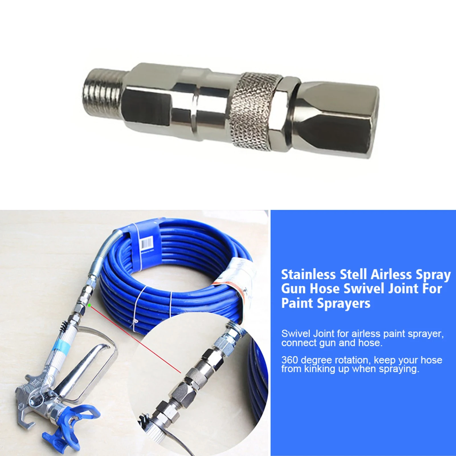 Airless-Spritzschlauch, Drehgelenk, 1/4 Zoll NPS für Adapter, Airless-Farbspritzpistolenteile, Zubehör für Hochdruckrohrverbinder