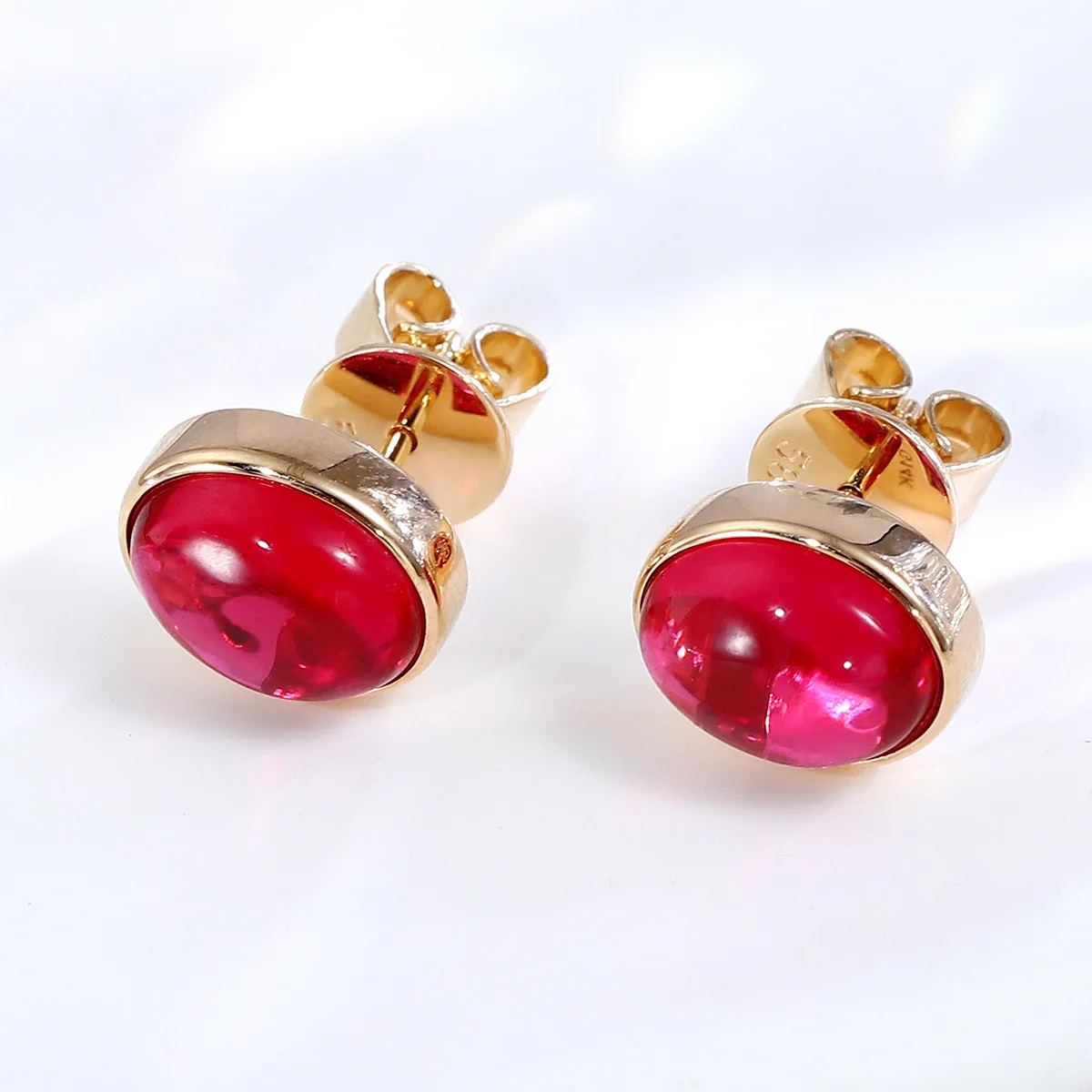 MUSHAN Custom Jewelry 10k 14k 18k Gold Stud Earrings Luxury Lab Grown Ruby Women Wedding Anniversary Earrings Stud Ear Pin Jewel view 4