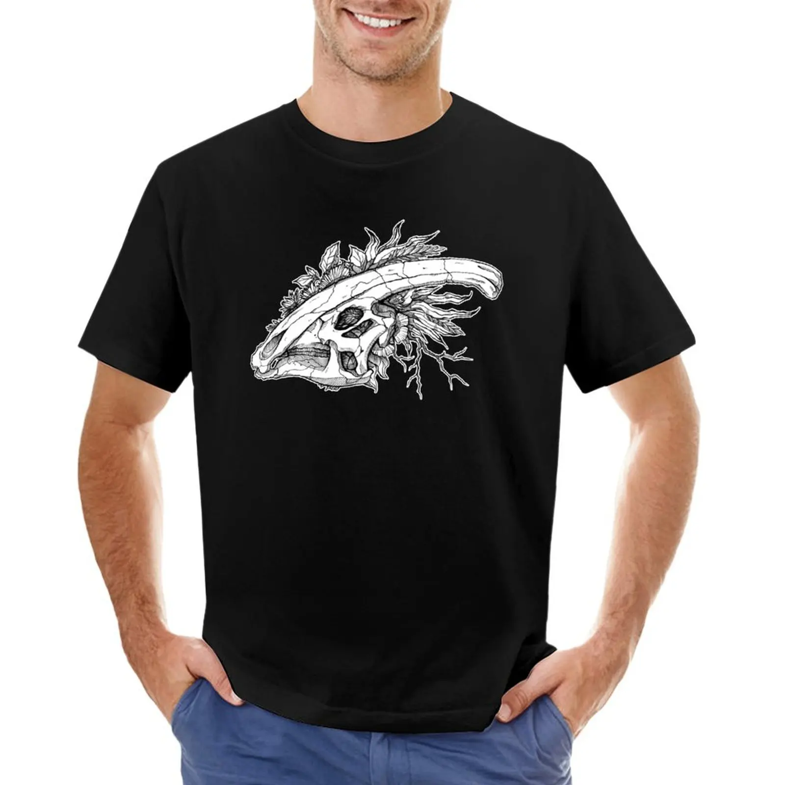 Parasaurolophus Skull 1.1 T-Shirt blacks customs mens cotton t shirts