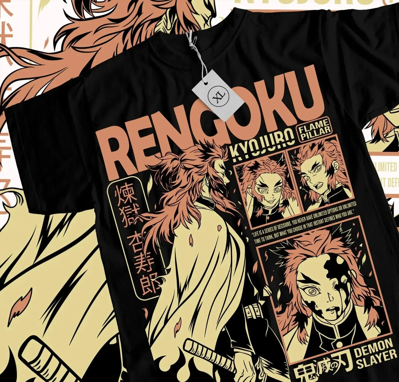 Kyojuro-Camiseta Rengoku para mujer, camisa de Manga de Anime Vintage, Demon Slayer, ropa de todas las tallas, Top Y2k