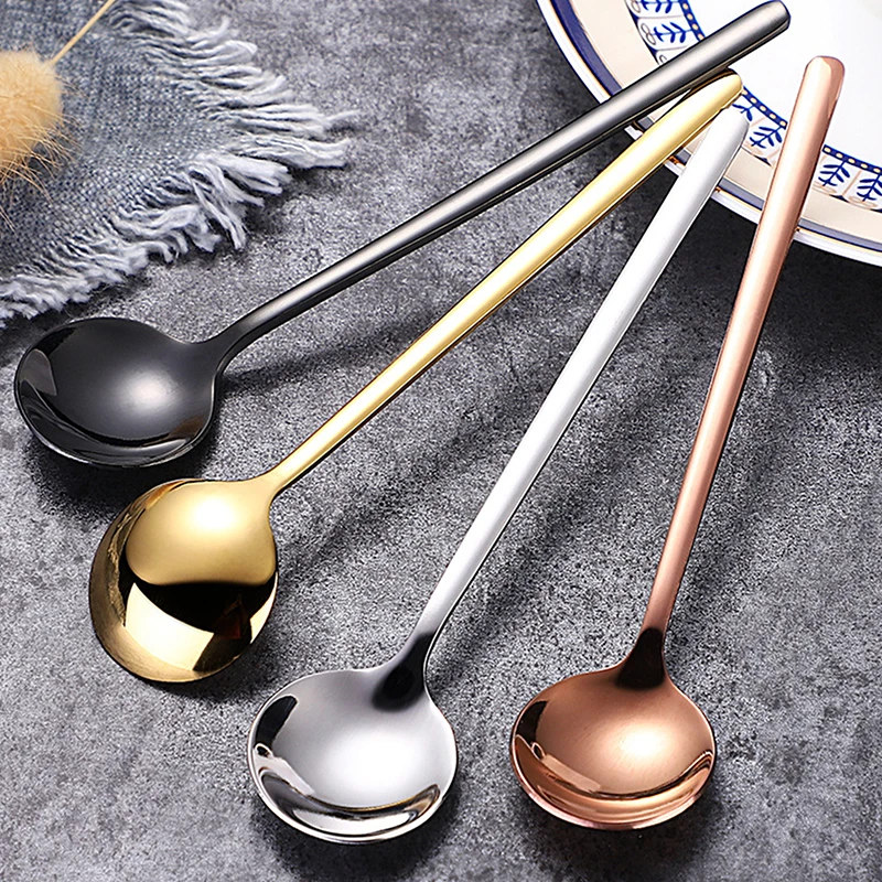 304 Stainless Steel Coffee Spoon Round Head Spoon Korean Style Spoons Honey Dessert Gift Mixing Spoon Tableware