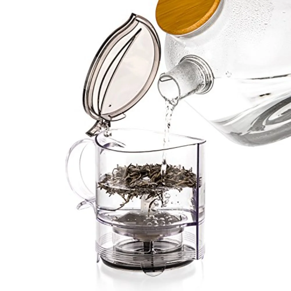 1PCS HouseholdLeaf Tea Maker One-click Tea And Water-Filtration Teapot Cover Dual Purposes Plastic Home Flower Teaware