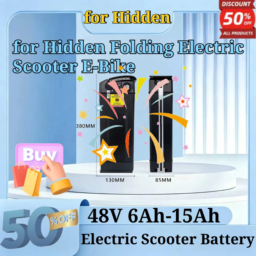 18650 48V 6Ah-15Ah Sufficient Capacity Li-ion Replacement Battery Pack with Charger for Hidden Folding Electric Scooter E-Bike