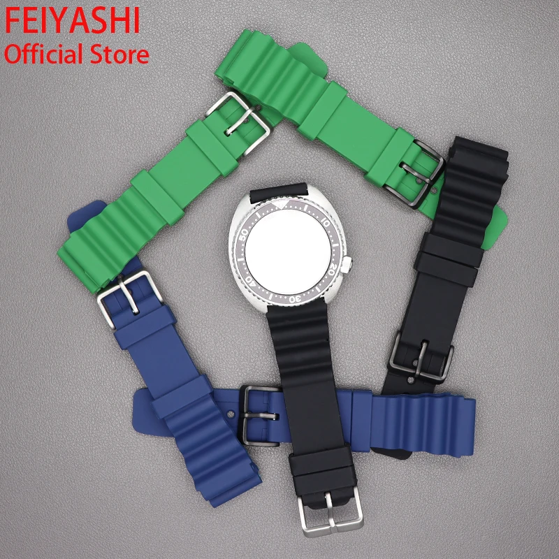 

22mm Watchband Rubber Bracelet Men's Watches Strap Stainless Steel Buckle skx007 skx013 SKX009 Wristband Parts Wholesale price