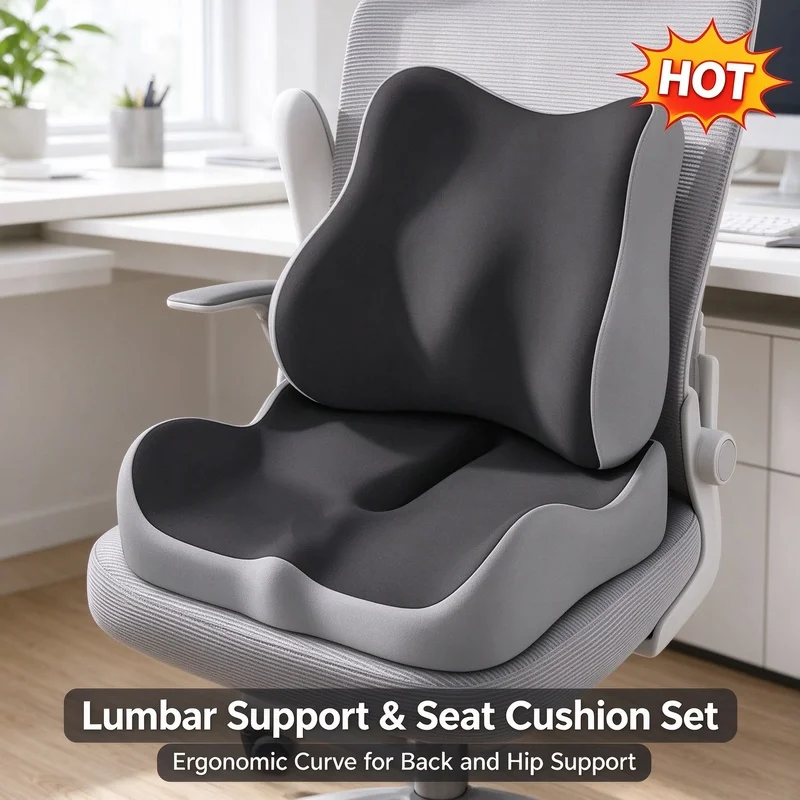 Ergonomic Memory Foam Seat Cushion Coccyx Support Pressure Relief Pad for Office Chair Car Home Sitting