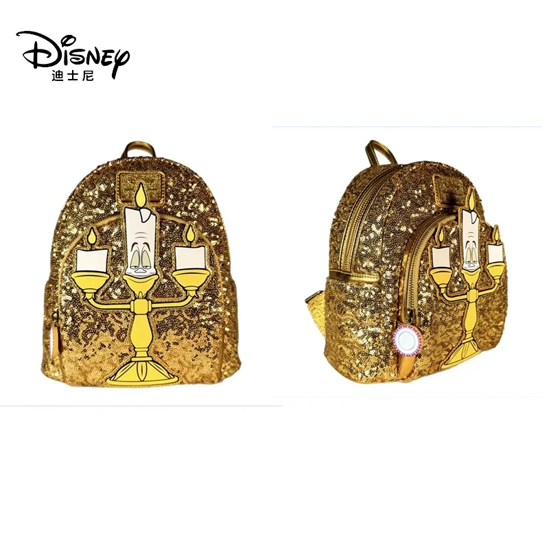 2024 New Loungefly Disney Beauty And Beast Mini Backpack Sparkling Cartoon Cute Girl Backpack Children'S Backpack Gift