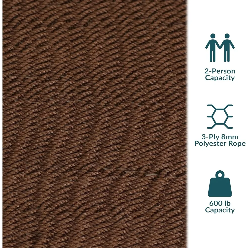 أرجوحة مزدوجة من حبل البوليستر الناعم للخارج - أرجوحة كبيرة جدًا بسعة وزن 600 رطل - موكا #1